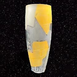 Rebecca Odom Art Glass Vase w Geometric Motif Tall Signed 1999 Vintage 11.5T 4