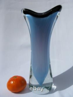 Reijmyre Paul Kedelv Re 57 1957 Aqua Blue Purple Lilac Art Glass Vase Signed