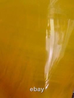 Richard Blenko hand blown art glass yellow vase 12.5 inches