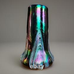Rindskopf Pulled Feather Iridescent Art Glass Vase Circa 1900