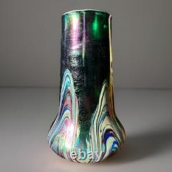 Rindskopf Pulled Feather Iridescent Art Glass Vase Circa 1900