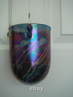Robert Coleman Art Glass Iridescent Hanging Vase
