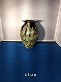Robert Eickholt Agate Hand Blown Art Glass Vase Signed 2000