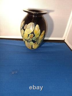 Robert Eickholt Agate Hand Blown Art Glass Vase Signed 2000