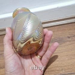 Robert Held Canada Art Glass Bottle Vase Iridescent Pink Purple Signed To Base