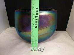 Robert Held Iridescent Studio Art Amethyst Iridescent Glass Vase Signed