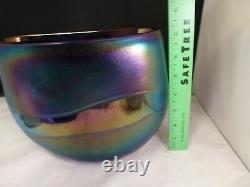 Robert Held Iridescent Studio Art Amethyst Iridescent Glass Vase Signed