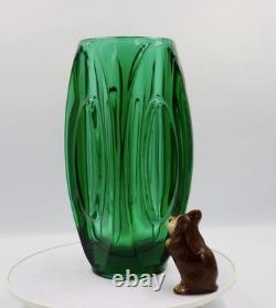 Rudolf Schrötter Rosice Green Czech Bullet Vase Mid Century Art Glass