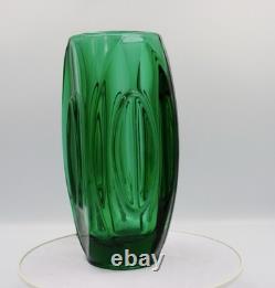 Rudolf Schrötter Rosice Green Czech Bullet Vase Mid Century Art Glass