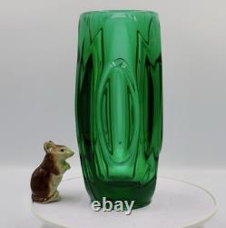 Rudolf Schrötter Rosice Green Czech Bullet Vase Mid Century Art Glass