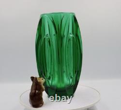 Rudolf Schrötter Rosice Green Czech Bullet Vase Mid Century Art Glass