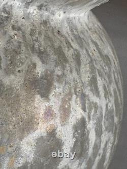 SCAVO-Style Vintage Art Glass Vase White Iridescent Frosted Finish 4.75