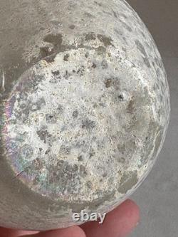 SCAVO-Style Vintage Art Glass Vase White Iridescent Frosted Finish 4.75