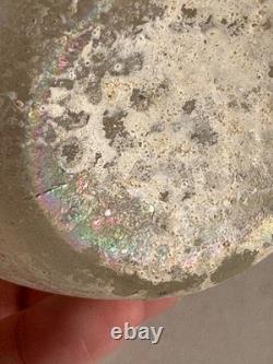 SCAVO-Style Vintage Art Glass Vase White Iridescent Frosted Finish 4.75