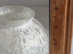 SCAVO-Style Vintage Art Glass Vase White Iridescent Frosted Finish 4.75