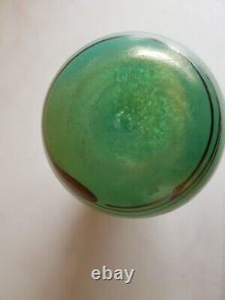 SIDDY LANGLEY & RP GLASS VASE Green & Blue Black Iridescent Swirls ©1994