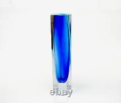SIGNED Murano Mandruzzato Art Glass Block Faceted Vase & Certificate/Box 30.5cm