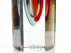 SIGNED Original Murano Mandruzzato Art Glass Submerged UFO Block Vase