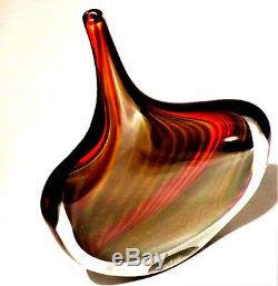 SIGNED PETER LAYTON British Studio Art Glass vase sculpture