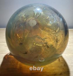 SIGNED PETER LAYTON British Studio Freeform Art Glass Amber, Opaline Vase