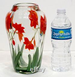 SIGNED! Sillars ORIENT & FLUME Studio Art Glass AMARYLLIS LILY Paperweight Vase