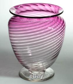 STEUBEN SWIRL OPTIC ART GLASS VASE with PROVENANCE c1920 Amethyst Shape 938