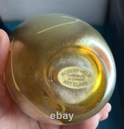 STUDIO ARTIST Robert Held 4.5 Iridescent Gold AURENE Art Glass Vase