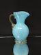 Stunning! 6 Murano Pitcher Turquoise Bullicante By Barbini Vintage Mcm Gold