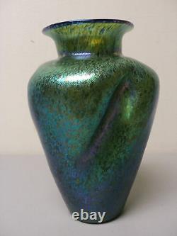 STUNNING ANTIQUE LOETZ CRETA SILBERIRIS GREEN IRIDESCENT ART GLASS VASE c. 1901