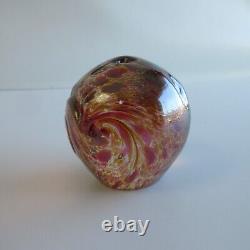 STUNNING Antique Bohemian unsigned Art Glass Paperweight Pink Swirls