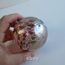 STUNNING Antique Bohemian unsigned Art Glass Paperweight Pink Swirls