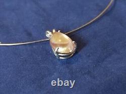 Saphiret Art Glass Pear Cabochon Floating Pendant Necklace German Sappharine