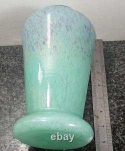 Scarce Vintage Monart hand blown Art Glass jade green 1930s Art Deco vase