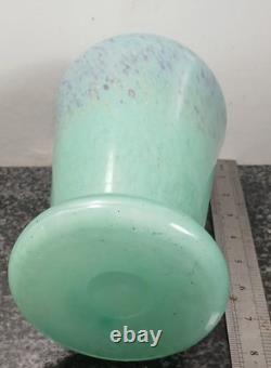 Scarce Vintage Monart hand blown Art Glass jade green 1930s Art Deco vase