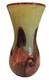 Scottish Borders Peter Holmes Signed Art Glass Vase Brown Swirls On Yellow