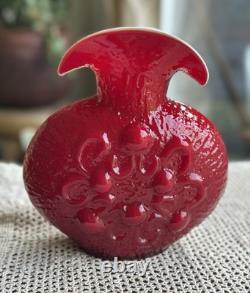 Sculptural Red Art Glass Vase Statement Piece Interior Design Murano Style