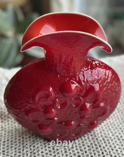 Sculptural Red Art Glass Vase Statement Piece Interior Design Murano Style