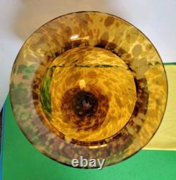Set Of 2 Large 14.75 Hand-Blown Brown Mottled Tortoise Shell Glass Vases