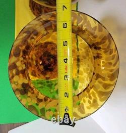 Set Of 2 Large 14.75 Hand-Blown Brown Mottled Tortoise Shell Glass Vases