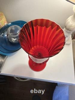 Set of 3 Mid-Century Bohemian Ruby Red Glass Vases Set of 3 Mid-Century Bohemian Ruby Red Glass Vases