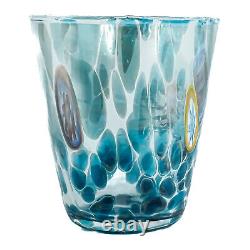 Set of 6 Six Murano Glass Drinking Tumblers Multi Handmade Millefiori 11cm