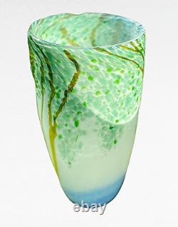 Siddy Langley Woodland pattern British studio art glass vase dated 2002- 27 cm