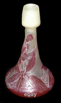 Signed Antique Emile GALLE Art Nouveau Cameo Art Glass Vase c. 1900 Cabinet Vase