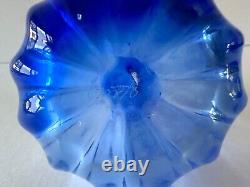 Signed Art Glass Vase Blue Organic Form Handcrafted 3x4