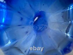 Signed Art Glass Vase Blue Organic Form Handcrafted 3x4