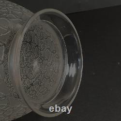 Signed DAUM NANCY France Art Deco Etched Circles Frosted Glass Vase