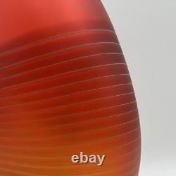 Signed Denizen Robert Wynne Peacock Red Art Glass Vase Handblown Pictorial Mark