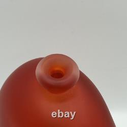 Signed Denizen Robert Wynne Peacock Red Art Glass Vase Handblown Pictorial Mark