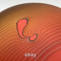 Signed Denizen Robert Wynne Peacock Red Art Glass Vase Handblown Pictorial Mark