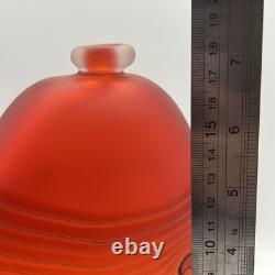 Signed Denizen Robert Wynne Peacock Red Art Glass Vase Handblown Pictorial Mark